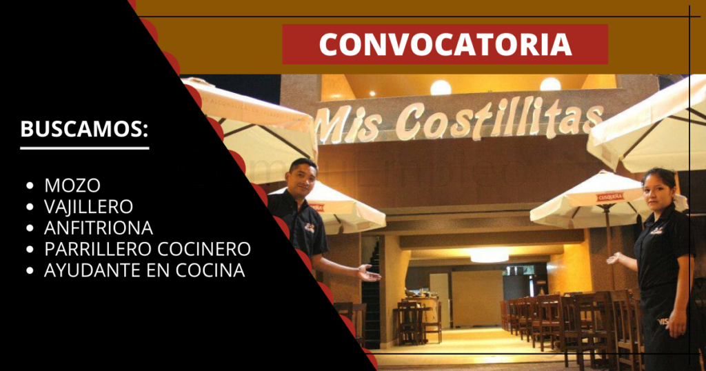 Restaurante MIS COSTILLITAS cuenta con nuevas plazas disponibles
