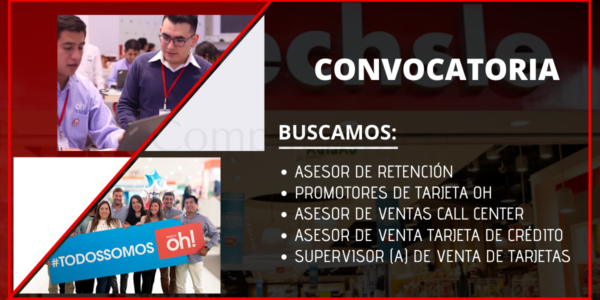 Nuevas y atractivas plazas para formar parte de la Financiera Oh!