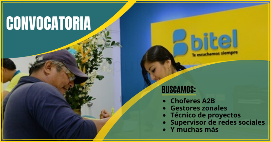 Nuevas y atractivas vacantes que tiene disponible la empresa BITEL