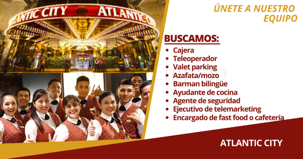 Nuevas plazas para ser parte de reconocido casino ATLANTIC CITY Nuevas plazas para ser parte de reconocido casino ATLANTIC CITY