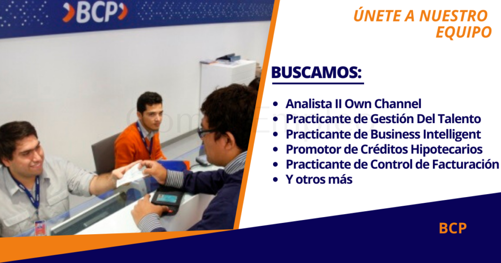 Masiva convocatoria de importante banco con gran trayectoria “BCP”