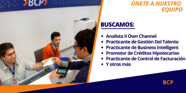 Masiva convocatoria de importante banco con gran trayectoria “BCP”