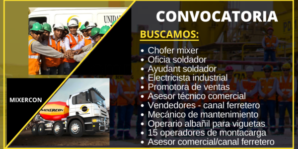 Importante empresa que ofrece soluciones para la construcción “MIXERCON” cuenta con nuevas plazas