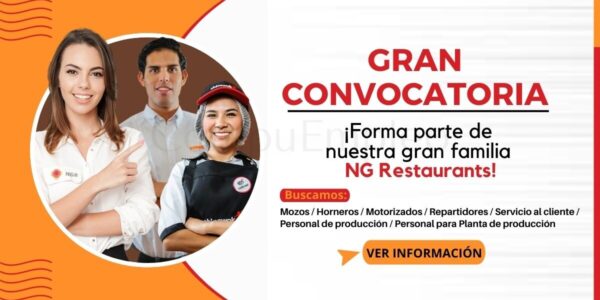 NG Restaurants perteneciente al sector gastronómico cuentan con nuevas vacantes