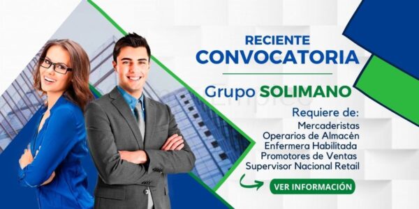 SOLIMANO requiere de: mercaderistas, operarios de almacén, promotores de ventas entre otros
