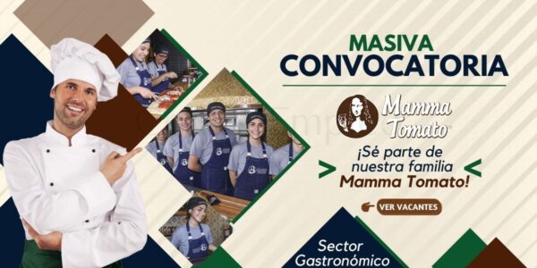 MAMMA TOMATO requiere de personas como tú para ser parte de su equipo gastronómico