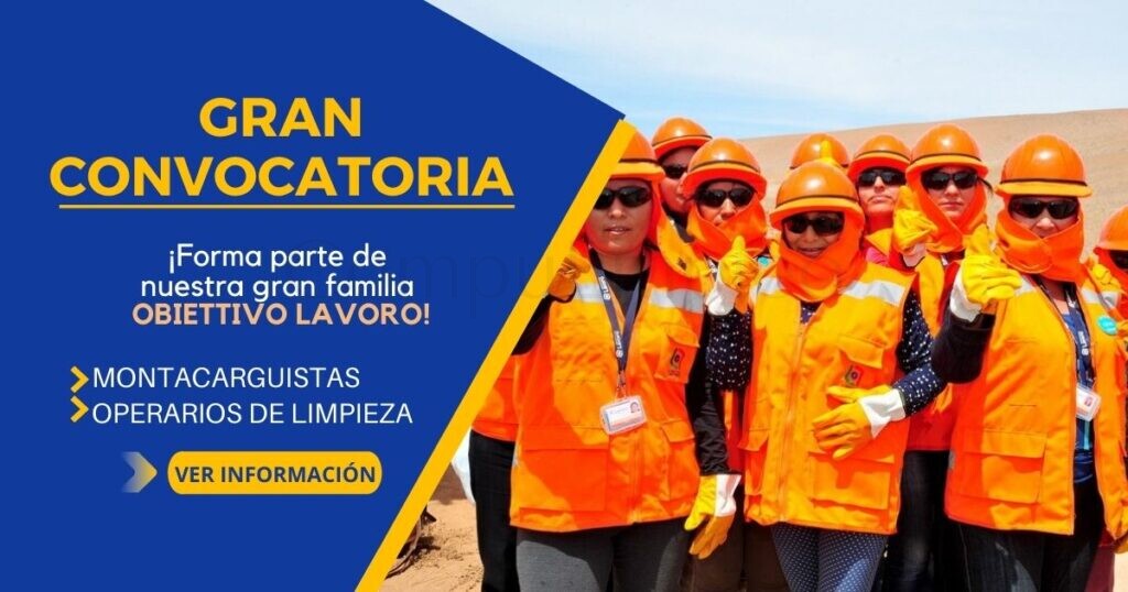 OBIETTIVO LAVORO requiere de MONTACARGUISTAS y OPERARIOS DE LIMPIEZA