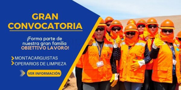 OBIETTIVO LAVORO requiere de MONTACARGUISTAS y OPERARIOS DE LIMPIEZA