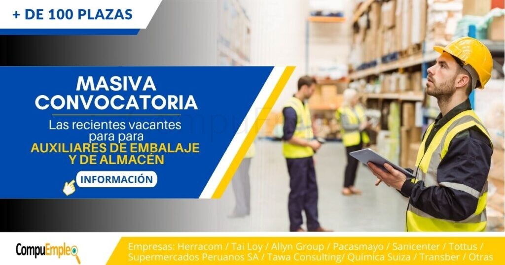 Más de 100 puestos libres para Auxiliares de Embalaje y de Almacén en reconocidas empresas Más de 100 puestos libres para Auxiliares de Embalaje y de Almacén en reconocidas empresas