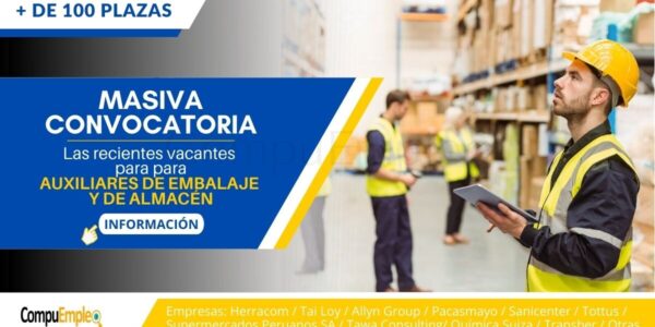 Más de 100 puestos libres para Auxiliares de Embalaje y de Almacén en reconocidas empresas Más de 100 puestos libres para Auxiliares de Embalaje y de Almacén en reconocidas empresas