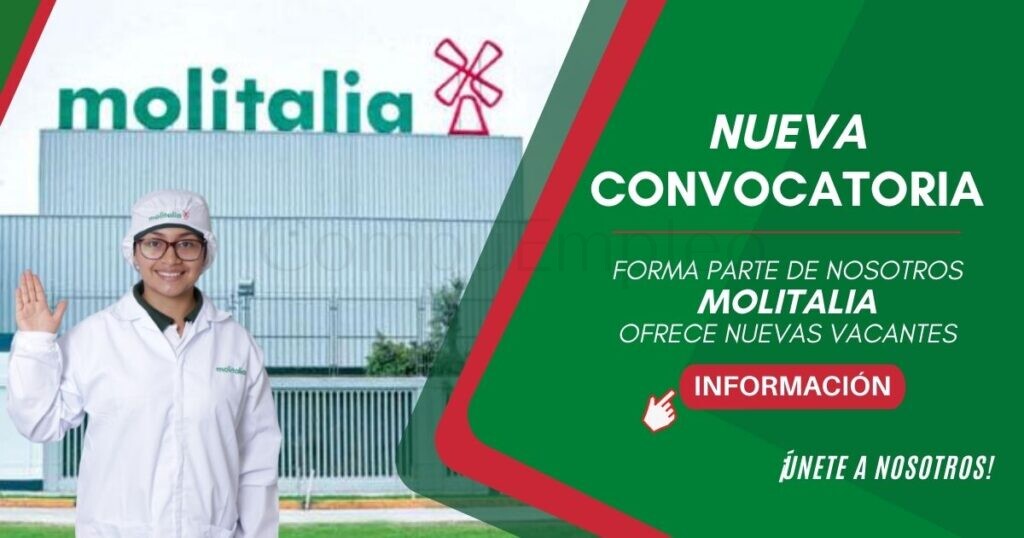 Reconocida empresa MOLITALIA cuenta con nuevas y atractivas plazas