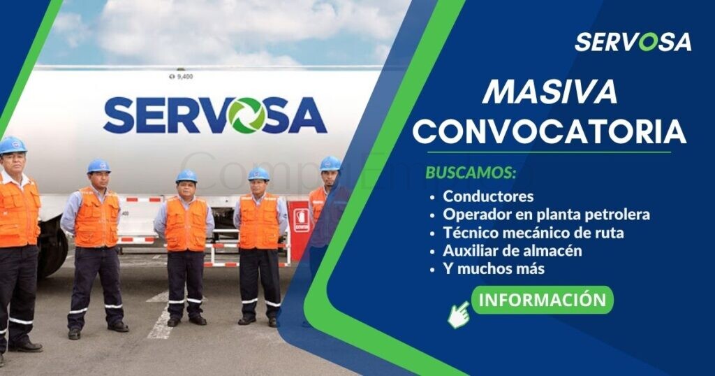 Empresa líder en el mercado “SERVOSA” cuenta con atractivas plazas