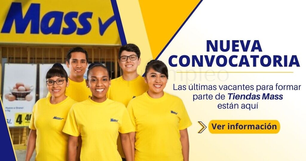 Atractivas plazas para formar parte de prestigiosa Tiendas MASS