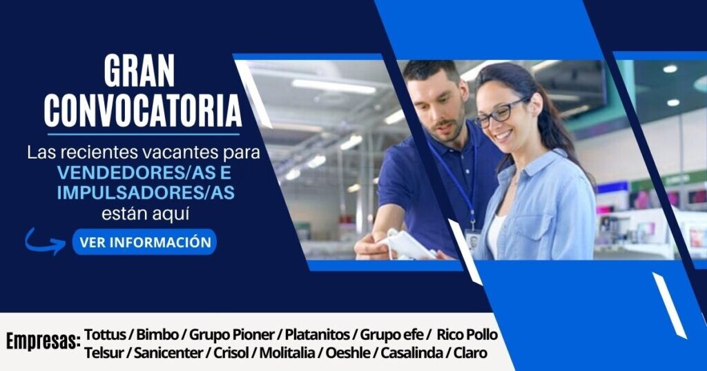 Más de 700 plazas para Vendedores/as e Impulsadores/as en prestigiosas empresas