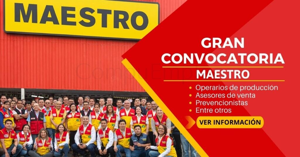 Nuevas y atractivas plazas en prestigiosa empresa "MAESTRO"