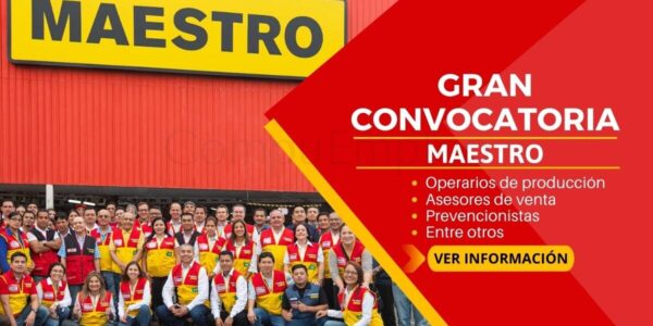 Nuevas y atractivas plazas en prestigiosa empresa "MAESTRO"