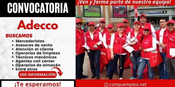Convocatoria ADECCO: Atractivas y diversas plazas para ti
