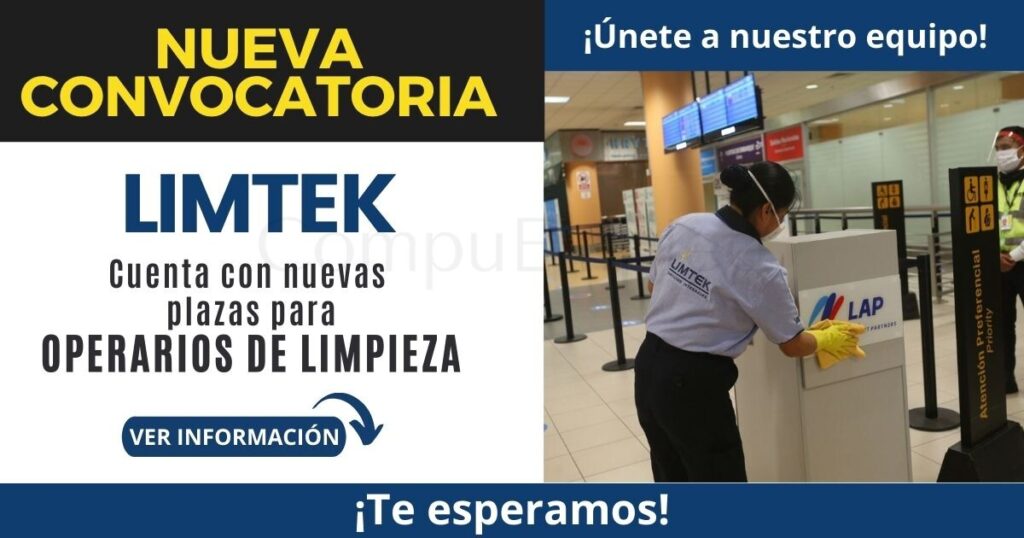 Nuevas vacantes en LIMTEK para OPERARIOS DE LIMPIEZA Nuevas vacantes en LIMTEK para OPERARIOS DE LIMPIEZA