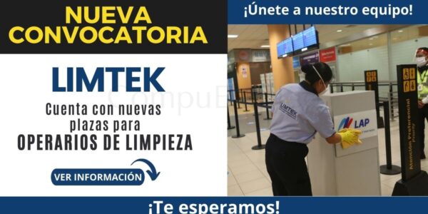 Nuevas vacantes en LIMTEK para OPERARIOS DE LIMPIEZA