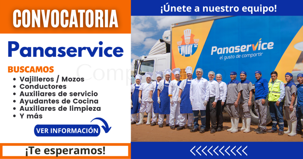 PANASERVICE: nuevas plazas para vajilleros, mozos, ayudantes, conductores, auxiliares, otros