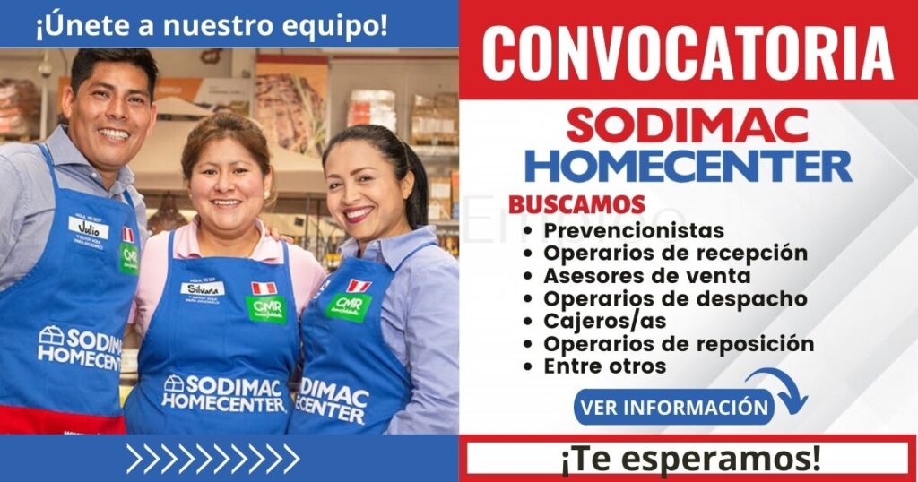 Convocatoria SODIMAC: atractivas vacantes esperan por ti