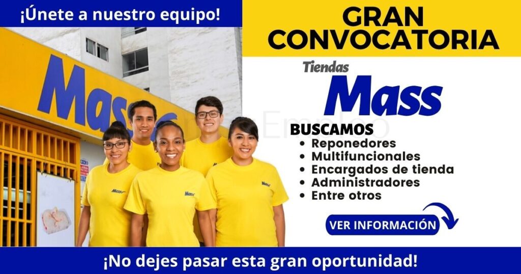 Convocatorias TIENDAS MASS: Atractivas plazas esperan por ti