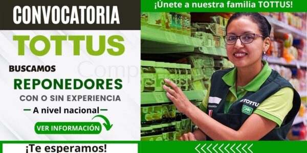 Empleos TOTTUS: Nuevas plazas para REPONEDORES con o sin experiencia.