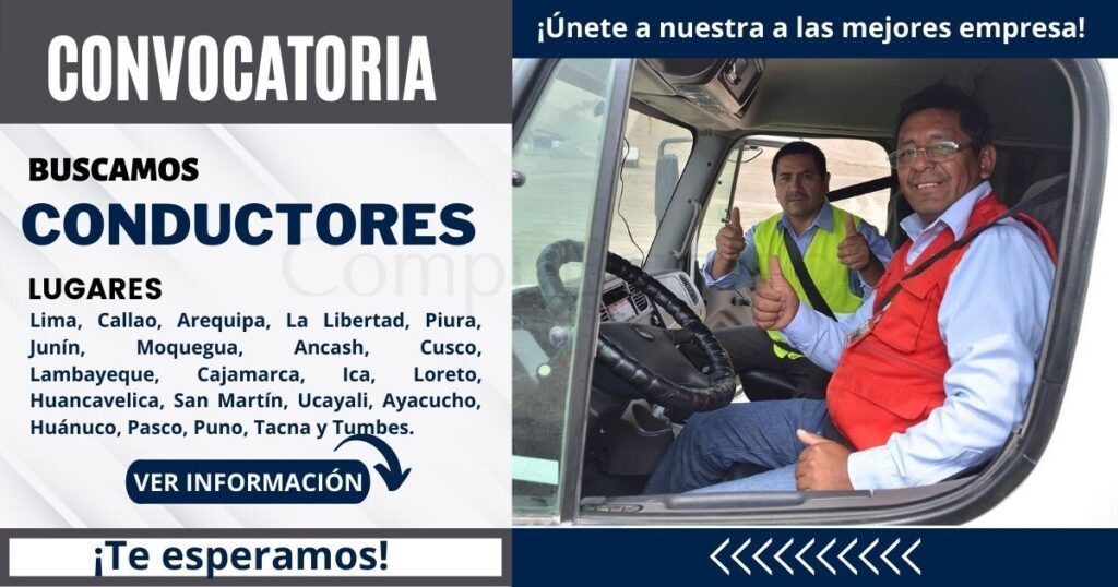 Las mejores empresas requieren Conductores -  Plazas a nivel nacional