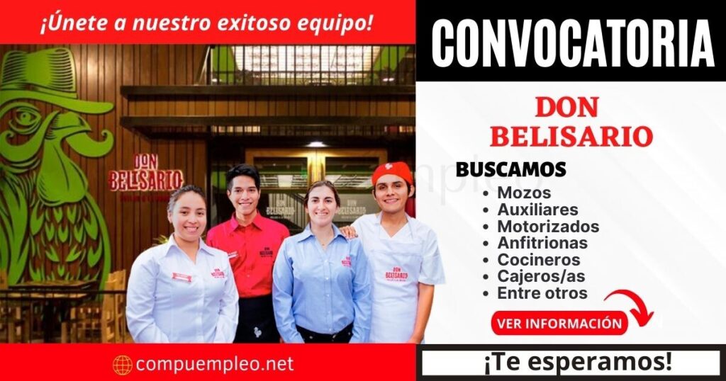 Don Belisario requiere de personas responsables para ocupar diferentes plazas