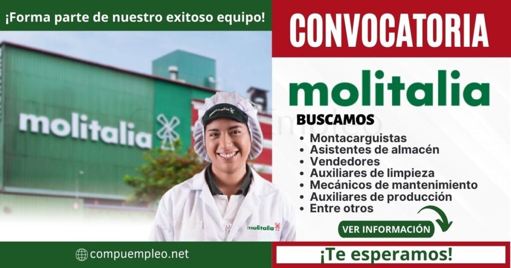 Empleos Molitalia: Nuevas plazas en prestigiosa empresa Empleos Molitalia: Nuevas plazas en prestigiosa empresa