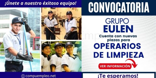 Convocatoria para OPERARIOS DE LIMPIEZA en prestigiosa empresa Eulen