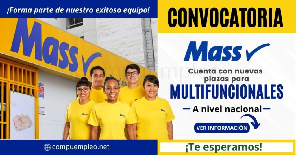 Empleos TIENDAS MASS: nuevas plazas para MULTIFUNCIONALES Empleos TIENDAS MASS: nuevas plazas para MULTIFUNCIONALES