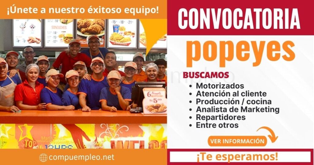 POPEYES cuenta con nuevas plazas para sus mejores restaurantes