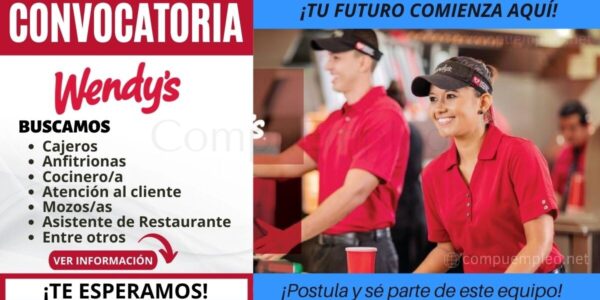 Restaurante Wendy’s cuenta con nuevas plazas para personal de ambos sexos