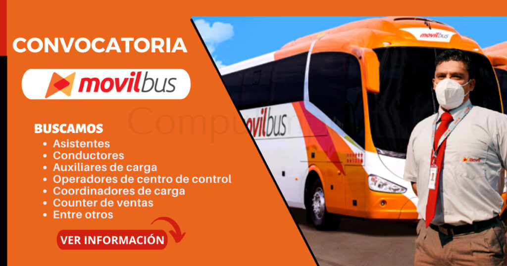 Importante empresa de transporte interprovincial MOVIL BUS ofrece nuevos puestos de trabajo