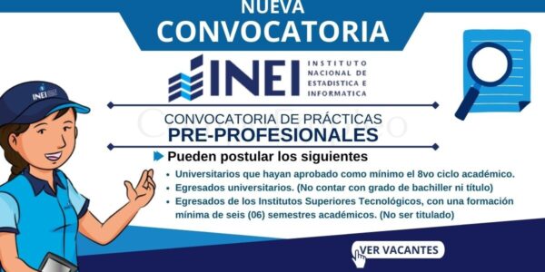 INEI: convocatoria de prácticas para estudiantes y egresados