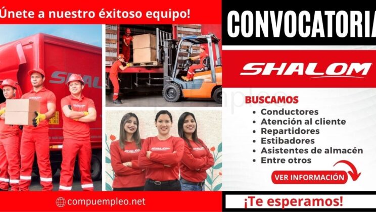 Empleos disponibles en empresa de Transporte SHALOM