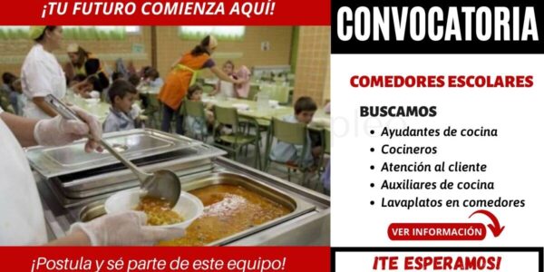 Oportunidad laboral en COMEDORES ESCOLARES Oportunidad laboral en COMEDORES ESCOLARES